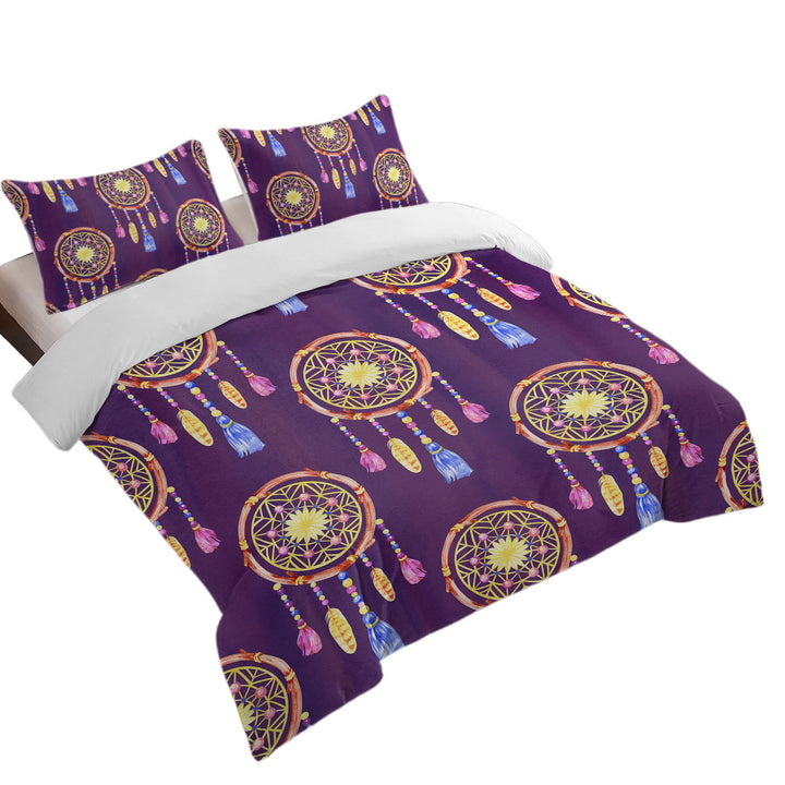Dream Catchers over Purple Queen Size Duvet Cover