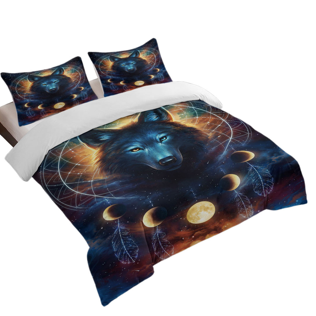 Dreamcatcher Space Moon Wolf Duvet Covers