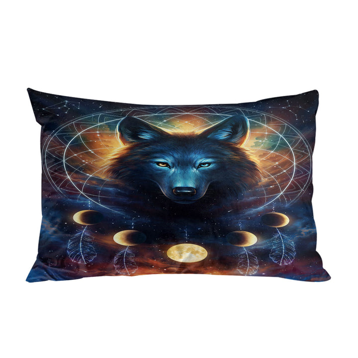 Dreamcatcher Space Moon Wolf Pillowcase