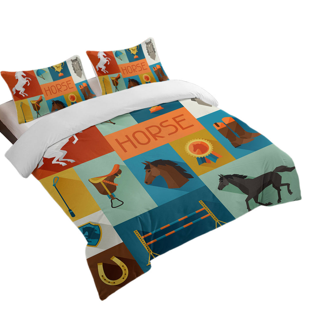 Dressage Horse Riding Mix King Duvet Cover set