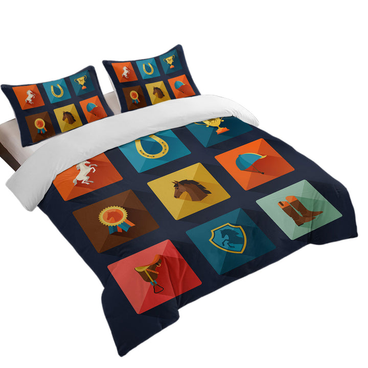 Dressage Horse Riding Panel King Size Duvet Cover