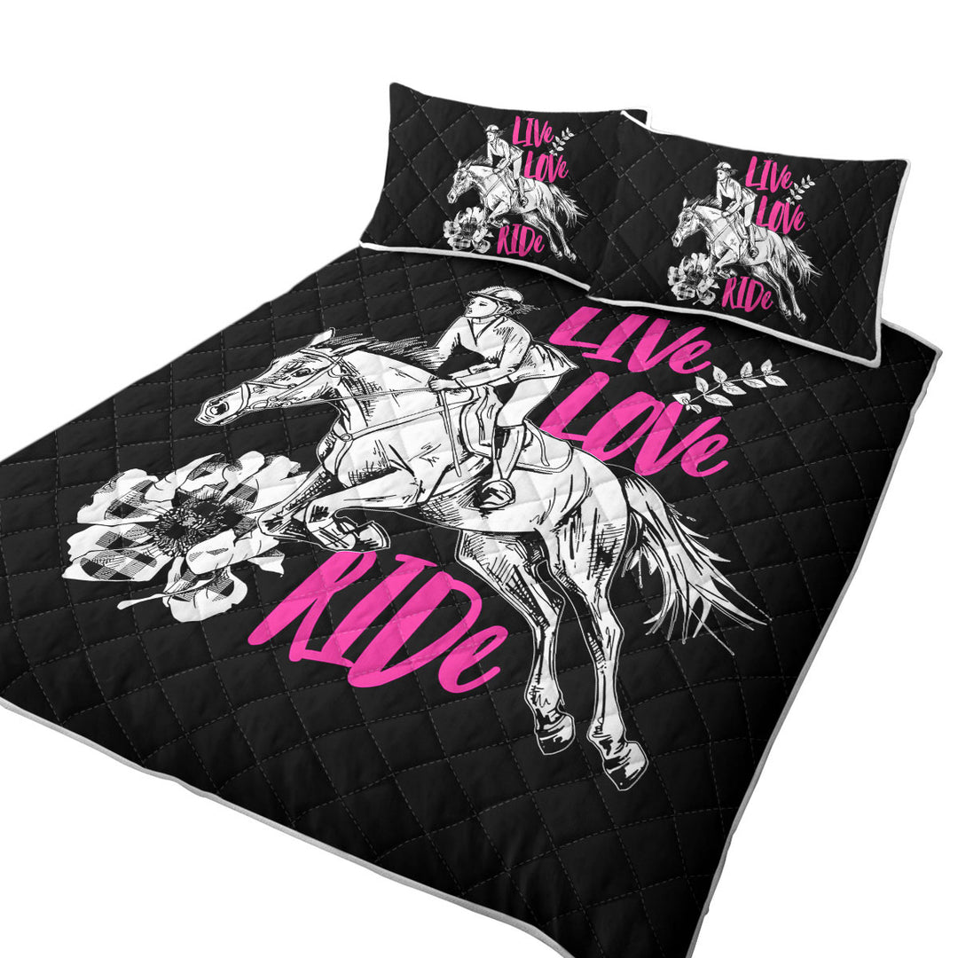 Dressage Live Love Ride Horse Riding King Size Quilt Sets