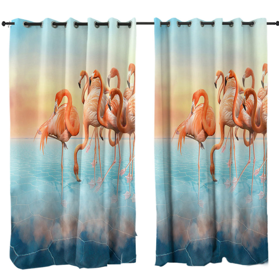Dry Lake Flamingos Drapes