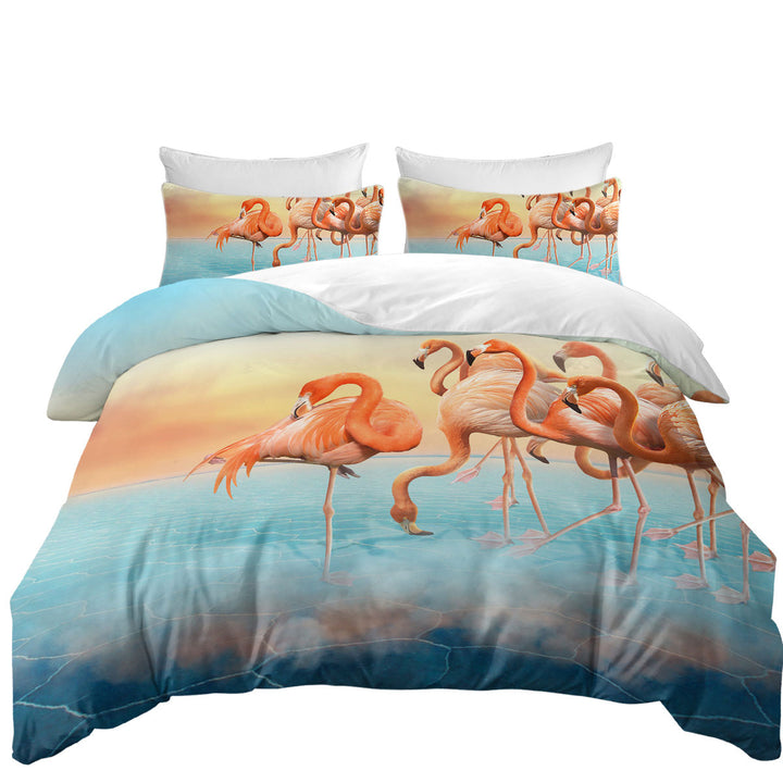 Dry Lake Flamingos Duvet Covers