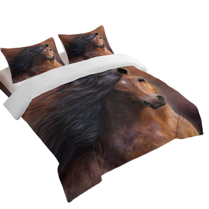 Duvet Cover Queen with Attractive Refined Brown Chestnut Horse the Morgan Horse