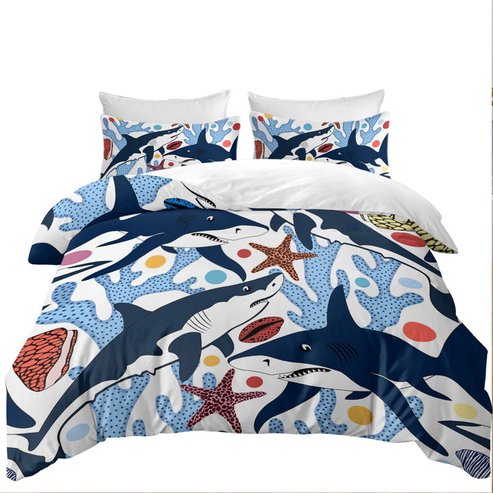 Duvet Cover Queen with Coral and Sharks