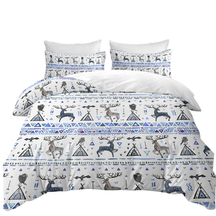 Duvet Cover Queen with Purplish Native American Art Pattern Stripes