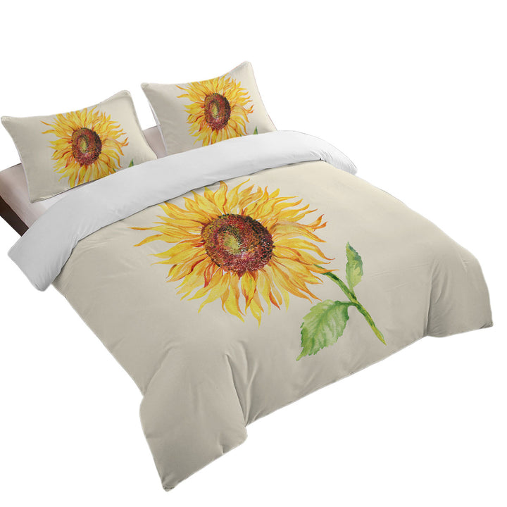 Duvet Cover Queen with Single Painted Sunflower