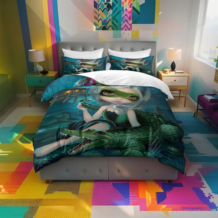 Duvet Cover of Cool Fantasy Art the Alligator Girl