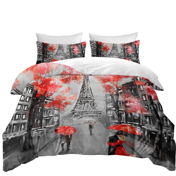 Duvet Cover sale with Artistic Autumn Red Eiffel Tower