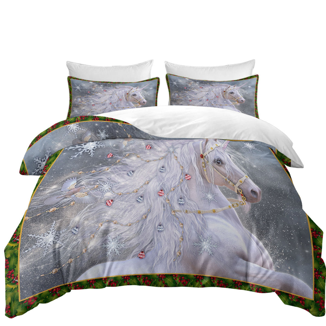 Duvet Cover sale with Christmas Magic White Unicorn