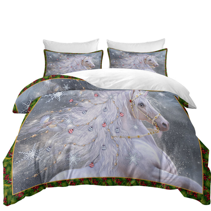 Duvet Cover sale with Christmas Magic White Unicorn