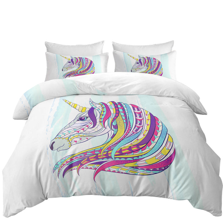Duvet Cover sale with Colorful Unicorn Drawing