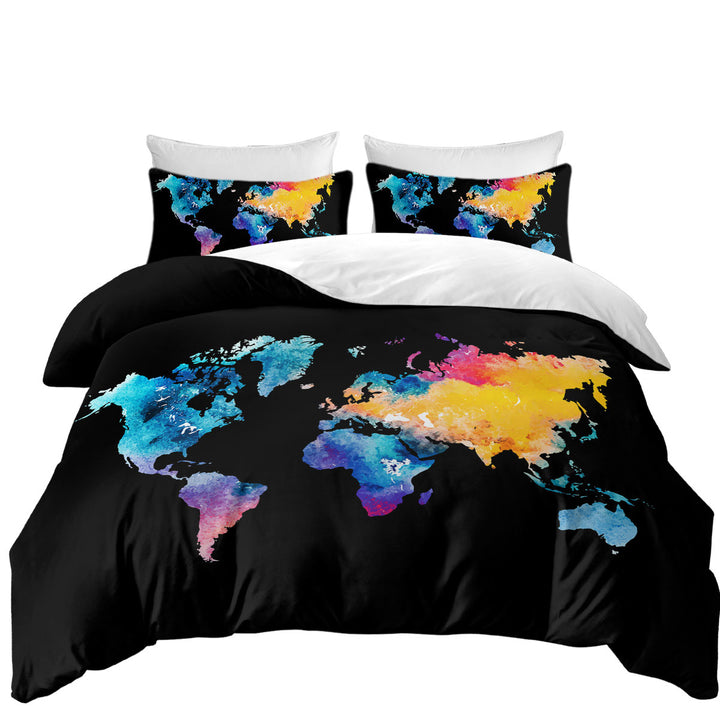 Duvet Cover sale with Colorful World Map