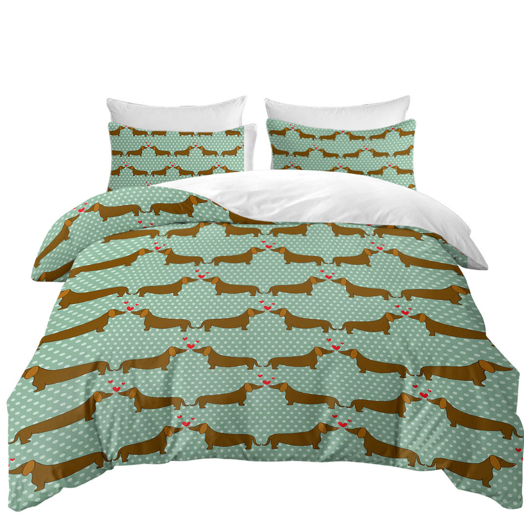 Duvet Cover sale with Cute Dachshund Dogs in Love