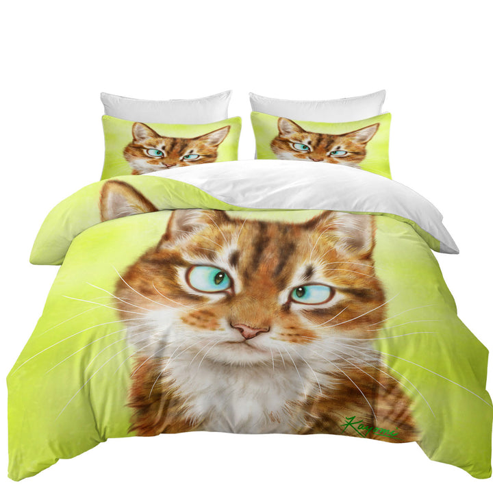 Duvet Cover sale with Funny Cat Drawings Upset Gingal Kitty