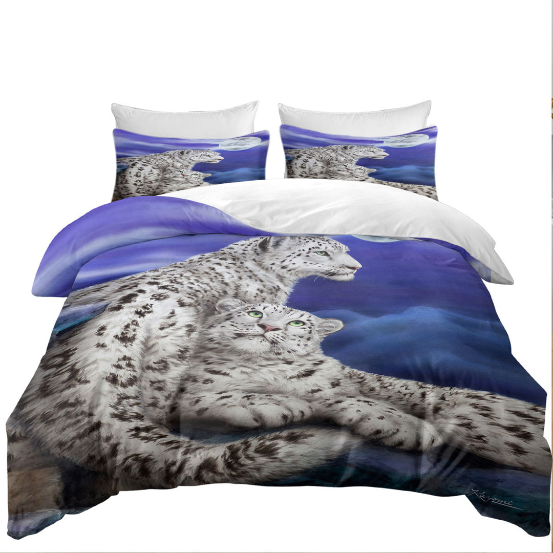 Duvet Cover sale with Nocturne Two White Leopards Under the Moon