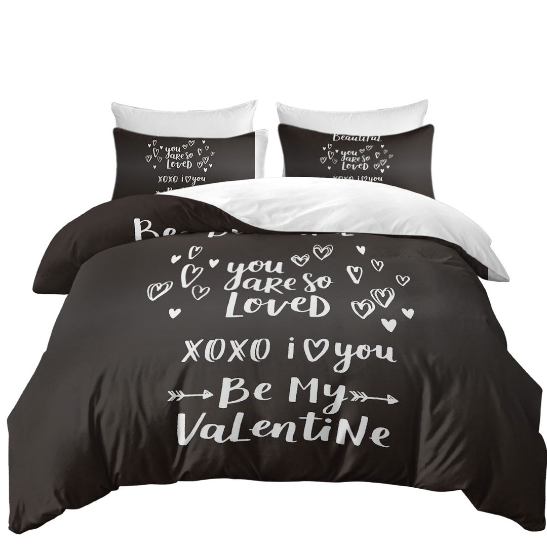 Duvet Cover sale with Romantic Love Quote Be My Valentine