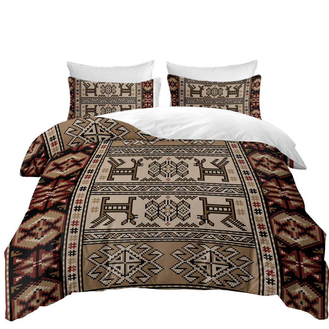 Duvet Cover set with Brown Hues Aztec Pattern