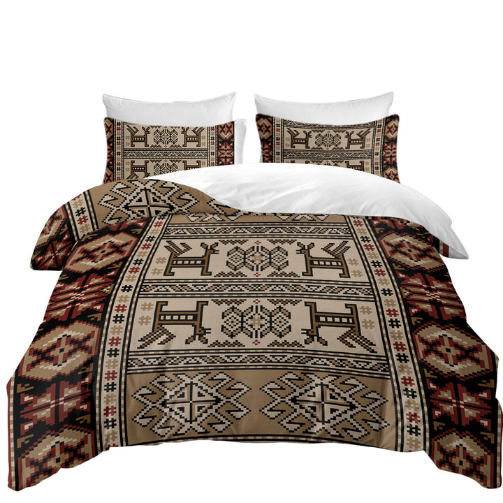 Duvet Cover set with Brown Hues Aztec Pattern