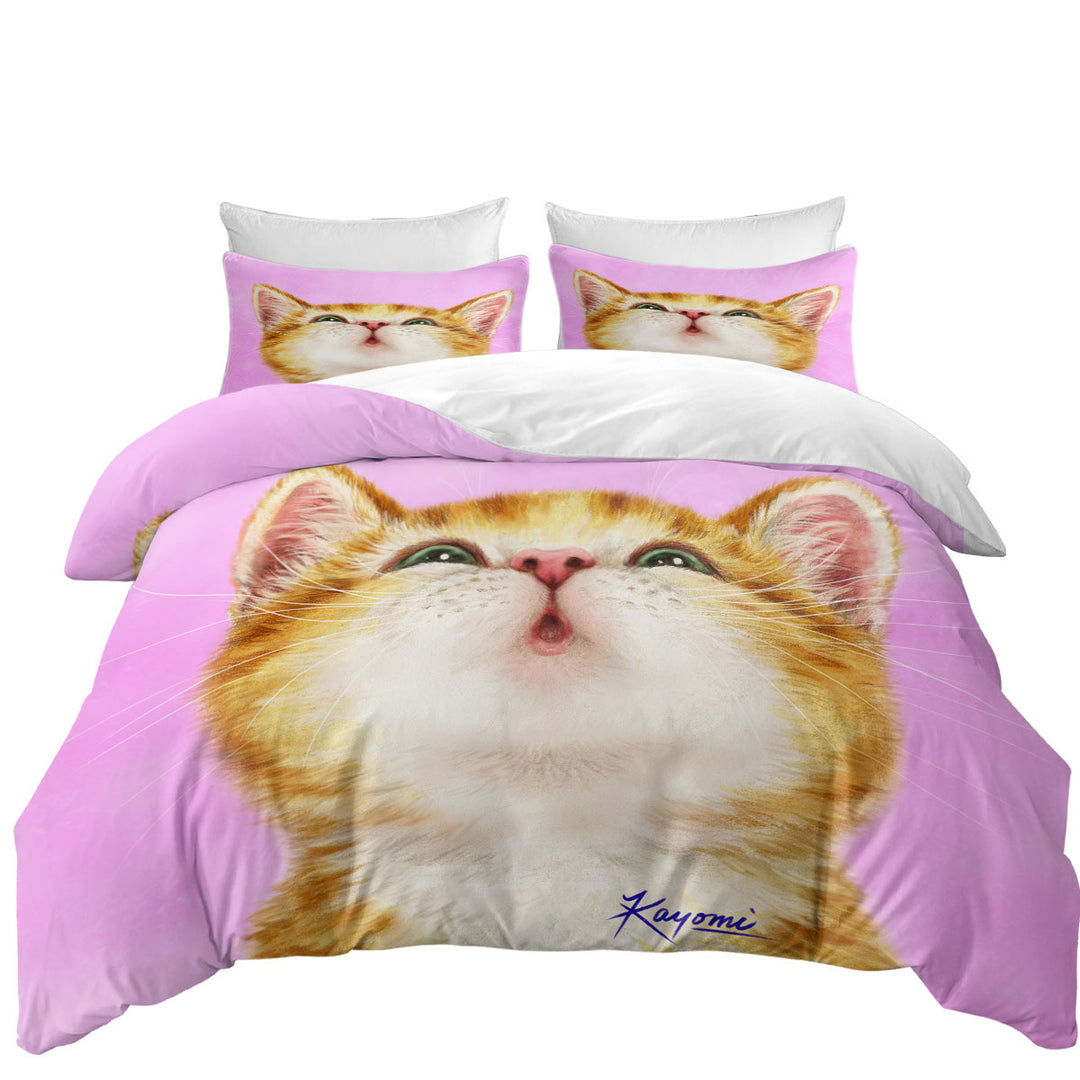 Duvet Cover with Adorable Ginger Kitty Cat