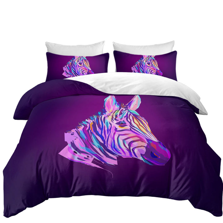 Duvet Cover with Artistic Purple Zebra
