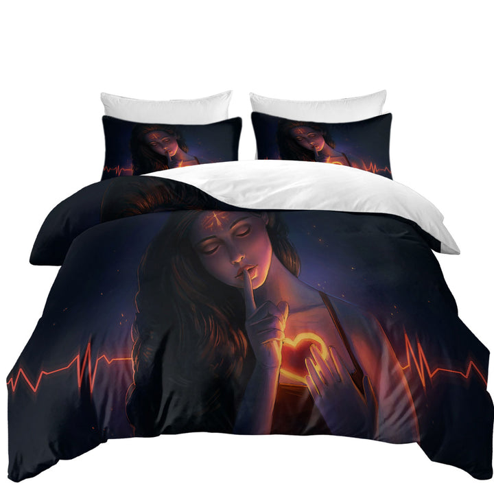Duvet Cover with Beautiful Girl Listen To Your Heart