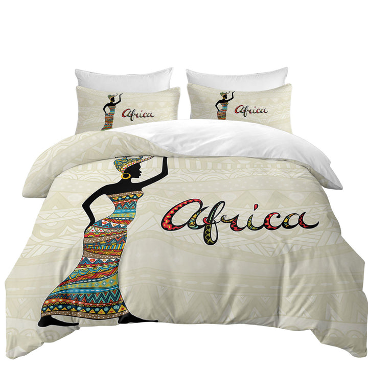 Duvet Cover with Black African Woman Present Africa