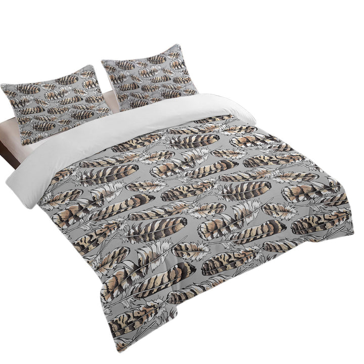 Duvet Cover with Brownish Feathers