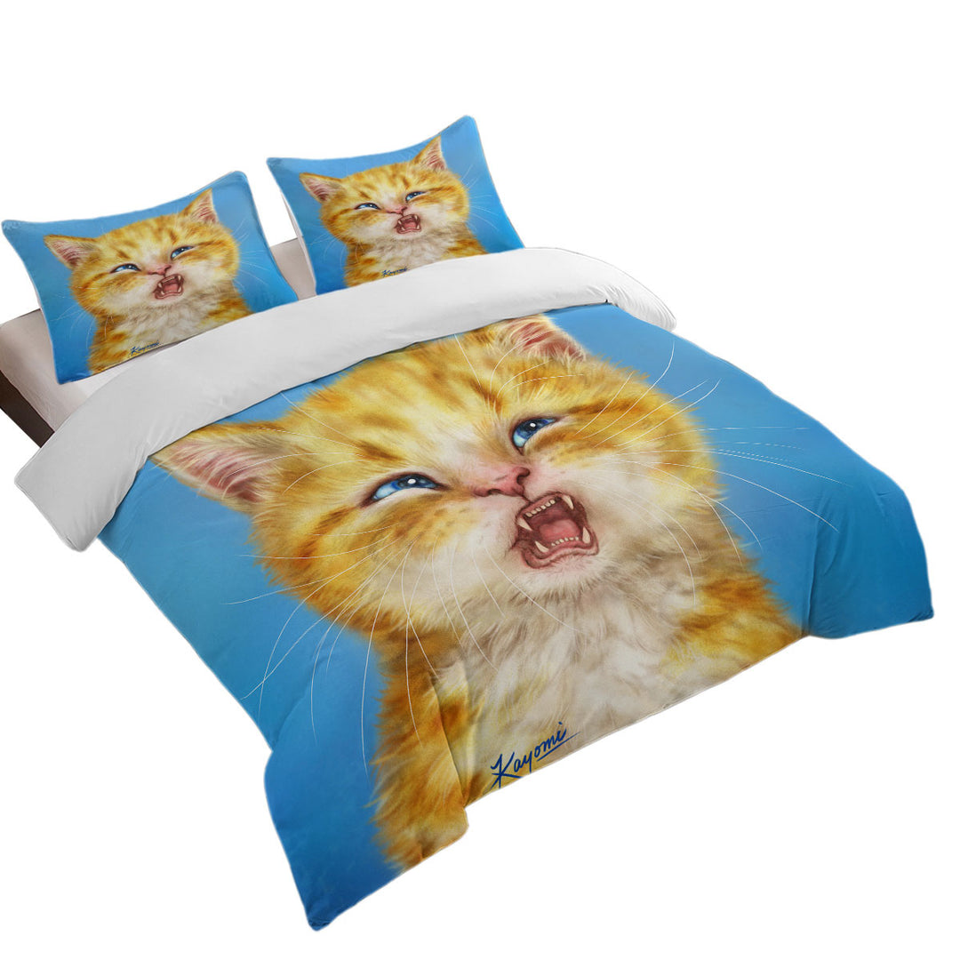 Duvet Cover with Cats Funny Faces Unsatisfied Ginger Kitten