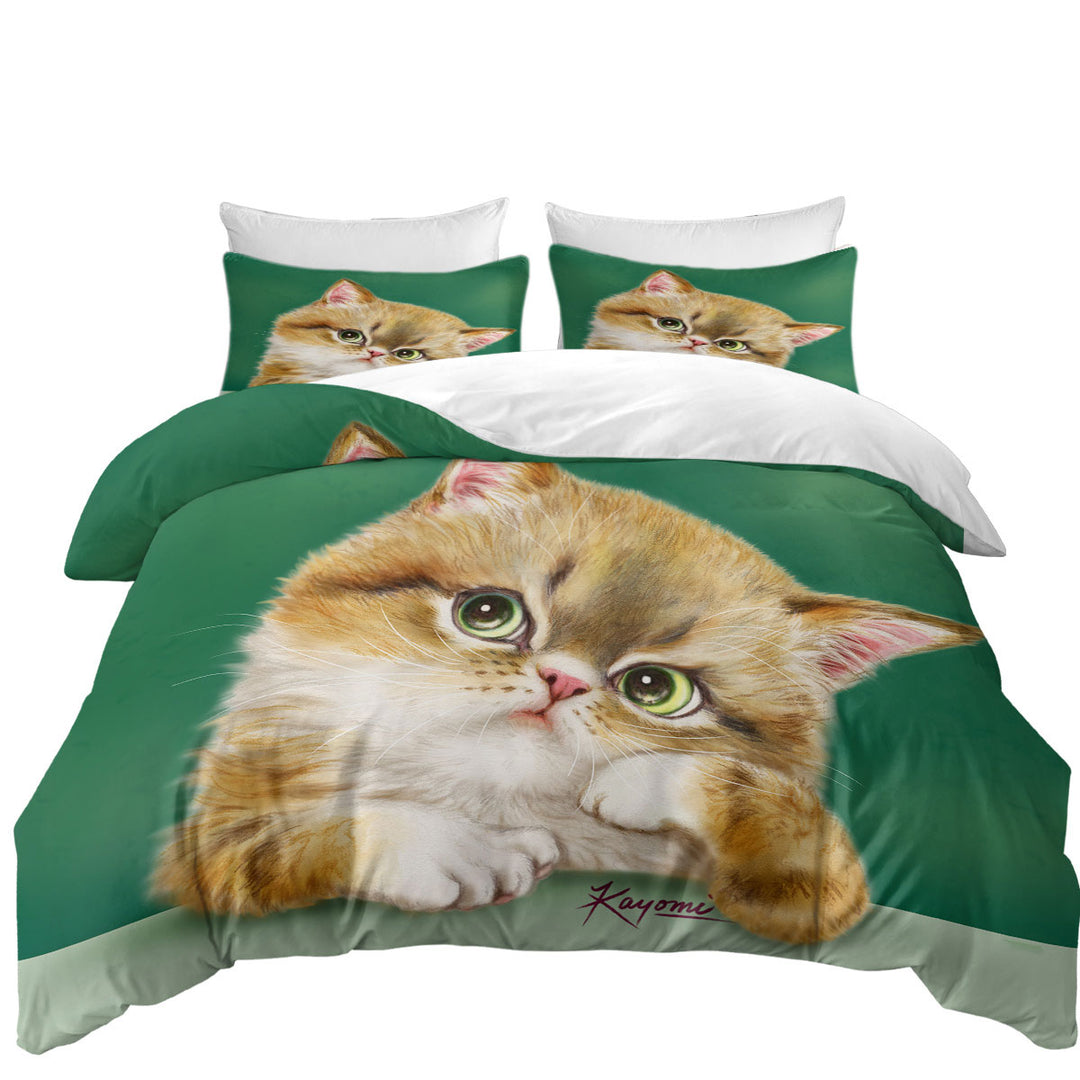 Duvet Cover with Cute Cats Art the Thinker Kitten