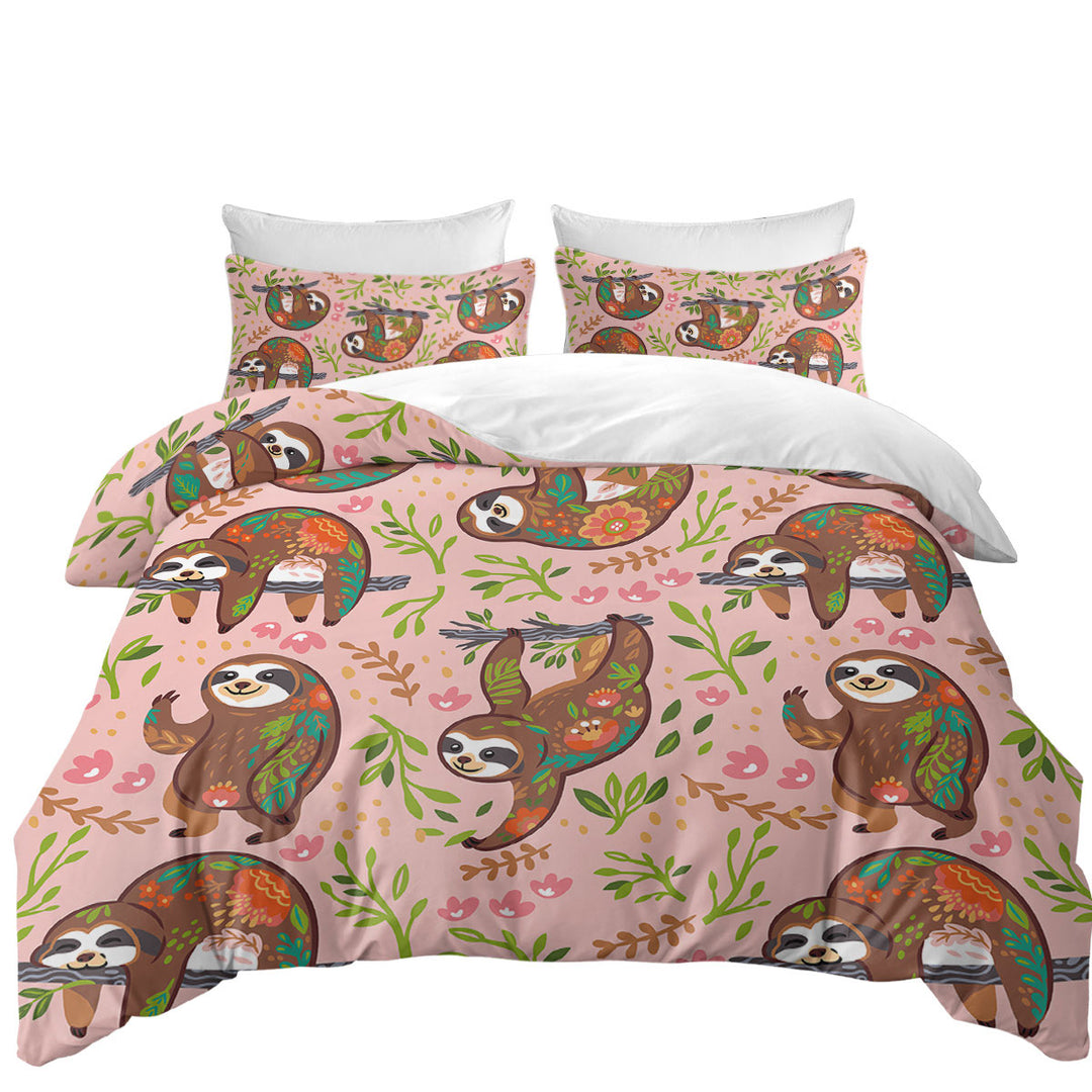 Duvet Cover with Cute Happy Sloth Pattern for Children