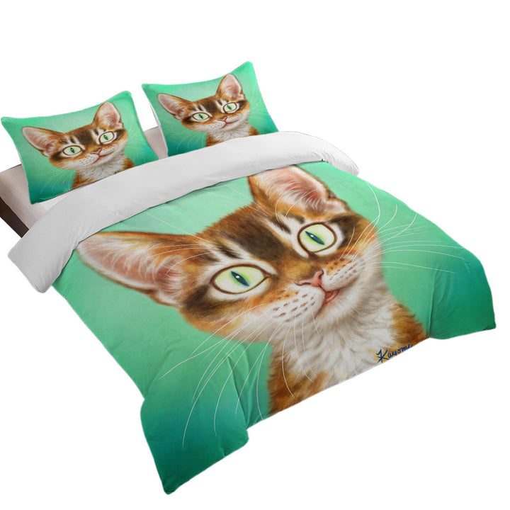 Duvet Cover with Cute Painted Cat Handsome Ginger Kitten