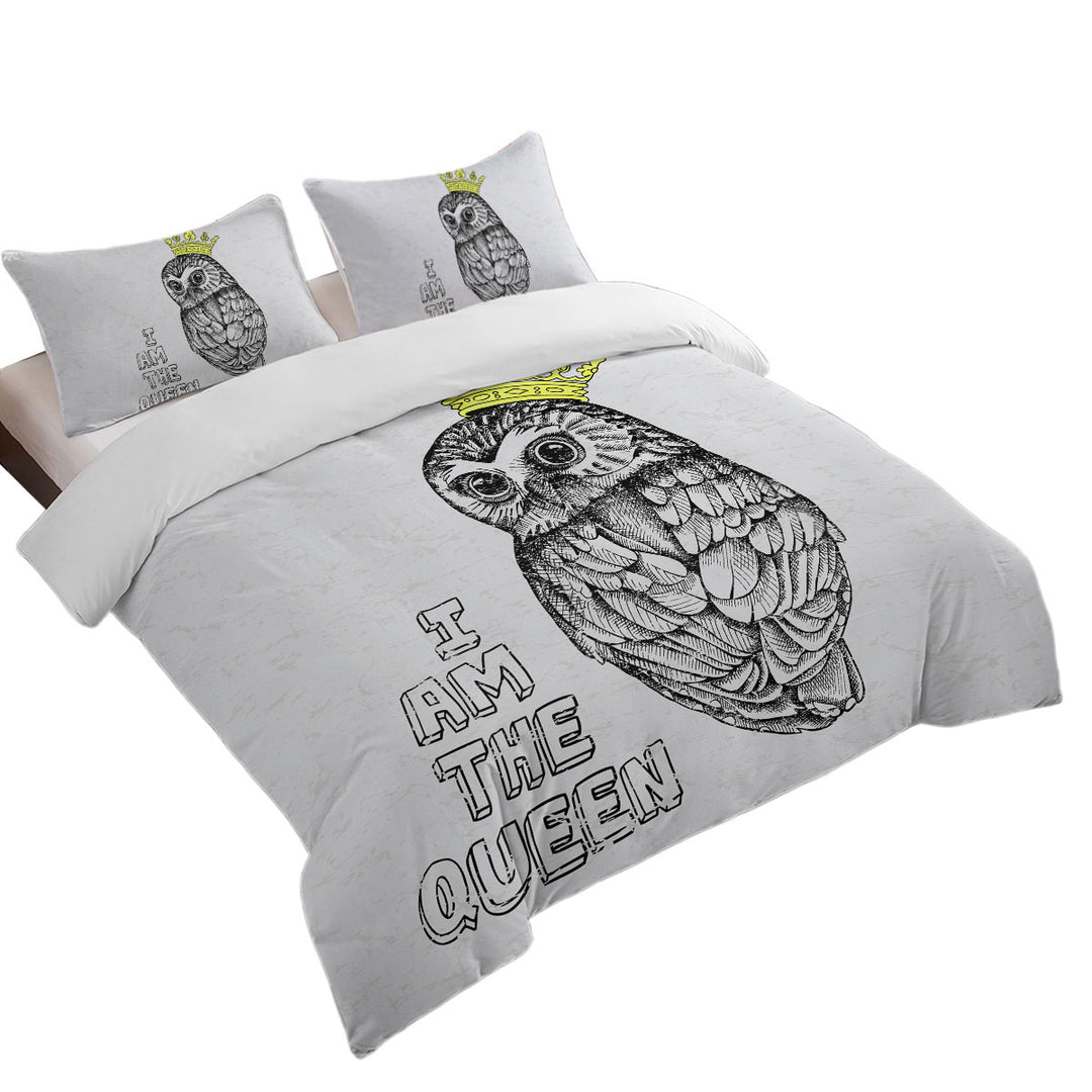 Duvet Cover with Cute Queen Owl Drawing