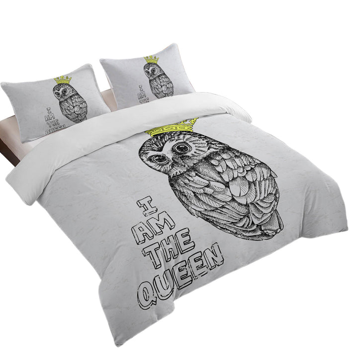 Duvet Cover with Cute Queen Owl Drawing