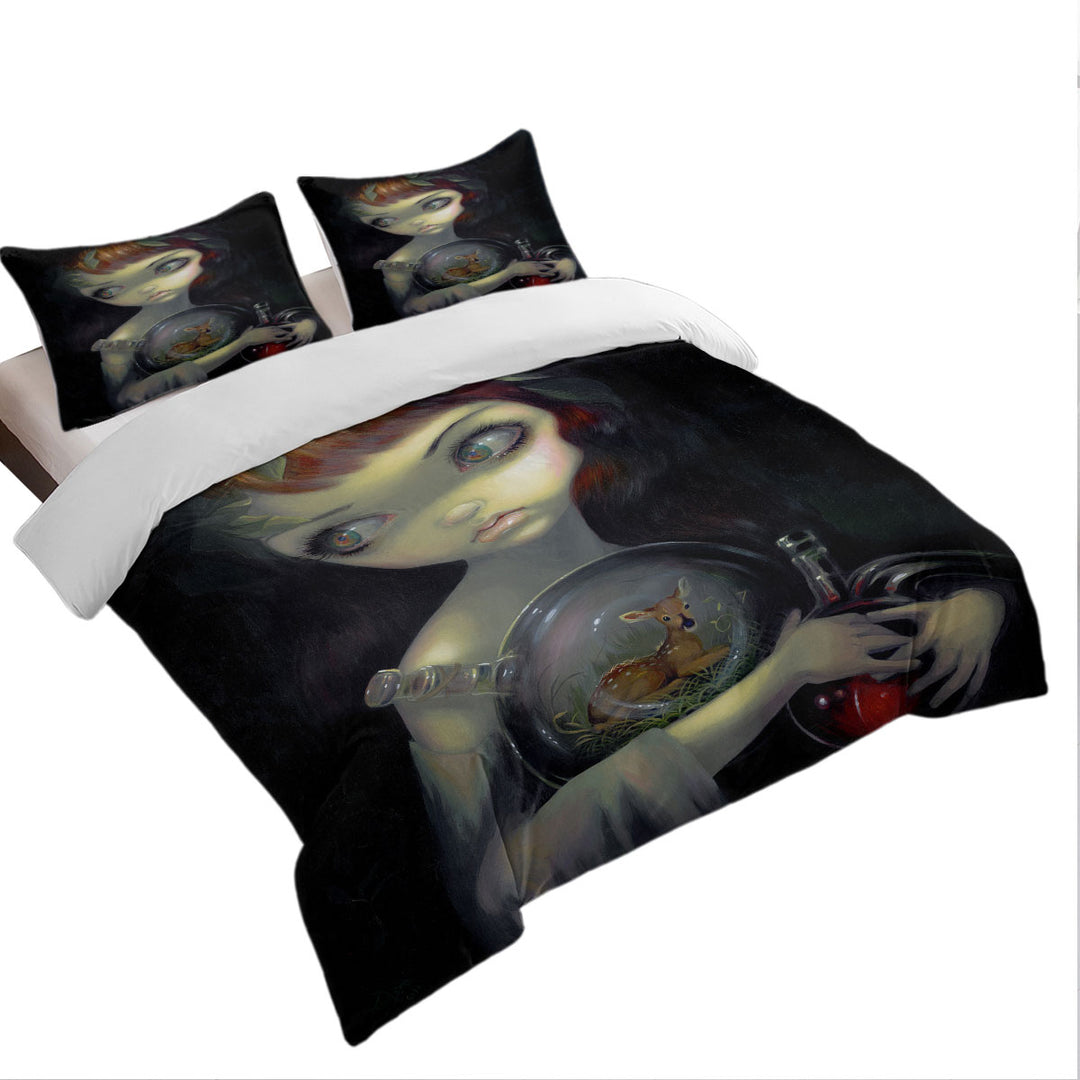 Duvet Cover with Fine Art Alchemical Girl Microcosm Fawn