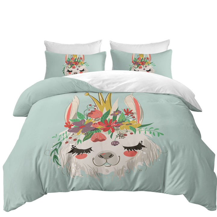 Duvet Cover with Floral Queen Llama