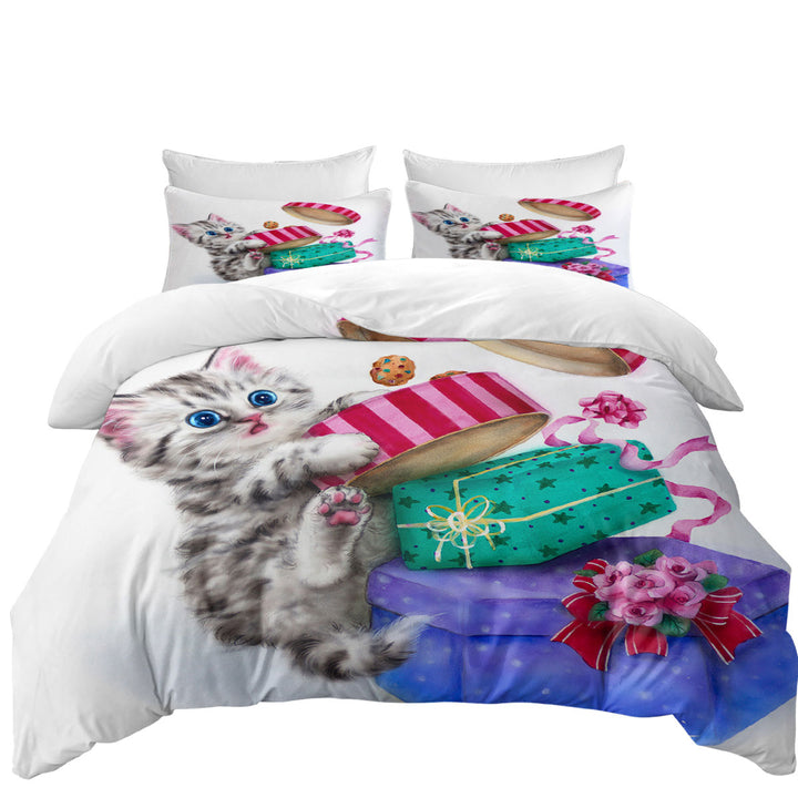 Duvet Cover with Funny Cute Christmas Gifts Thief Cookie Kitty Cat