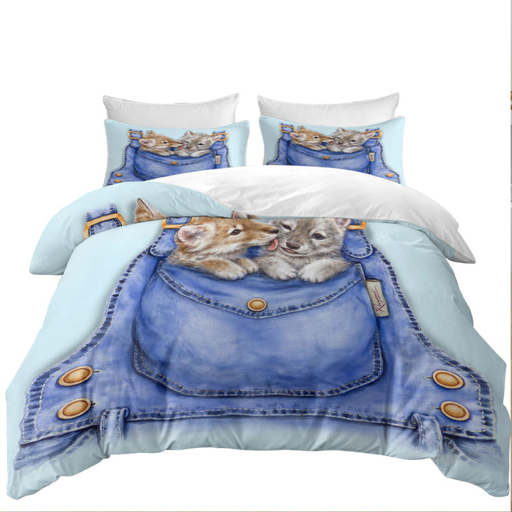 Duvet Cover with Kids Cute Animals Wolf Cubs Overall