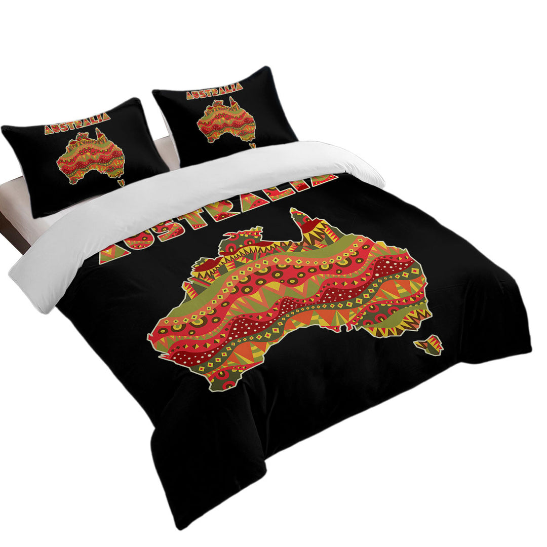 Duvet Cover with Multi Colored Aboriginal Design Australia Continent
