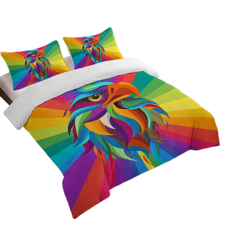 Duvet Cover with Multi Colored Eagle Head