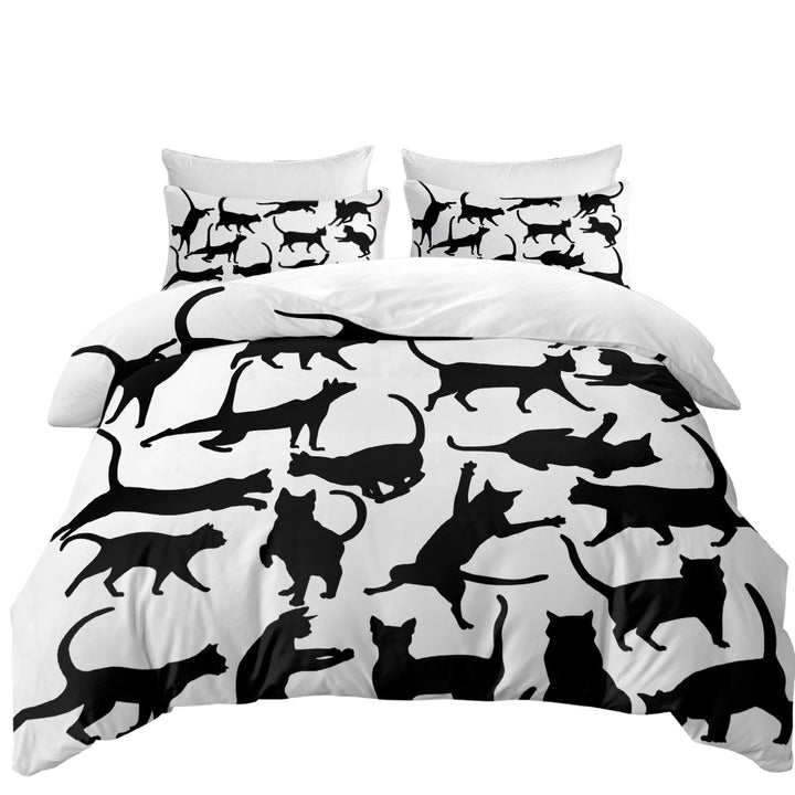 Duvet Cover with Playing Cat Silhouettes