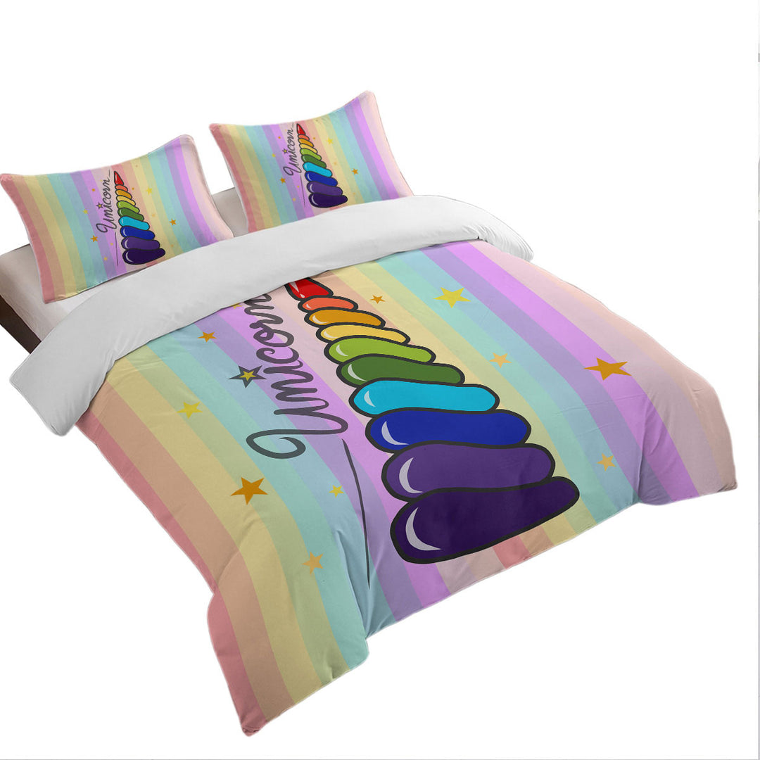 Duvet Cover with Rainbow Unicorn_s Horn