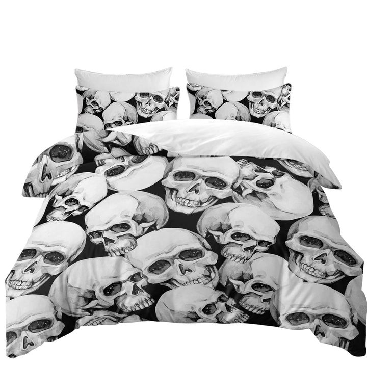 Duvet Cover with Scary Human Skulls