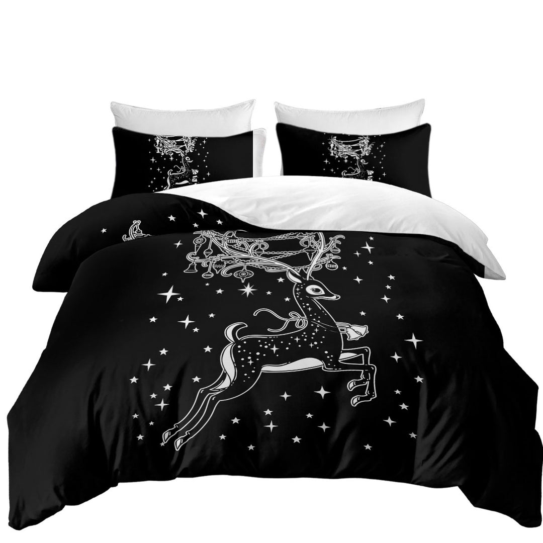 Duvet Cover with Sparkling Christmas Spirit Cute White Tailed Deer