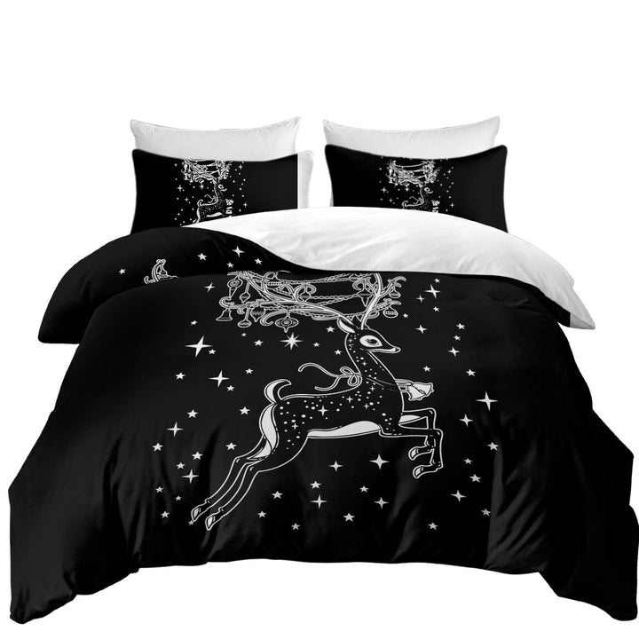 Duvet Cover with Sparkling Christmas Spirit Cute White Tailed Deer