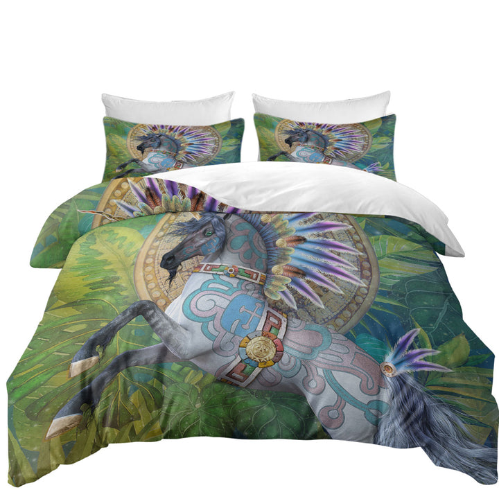 Duvet Cover with Taavii Tropical Colorful Native American Unicorn