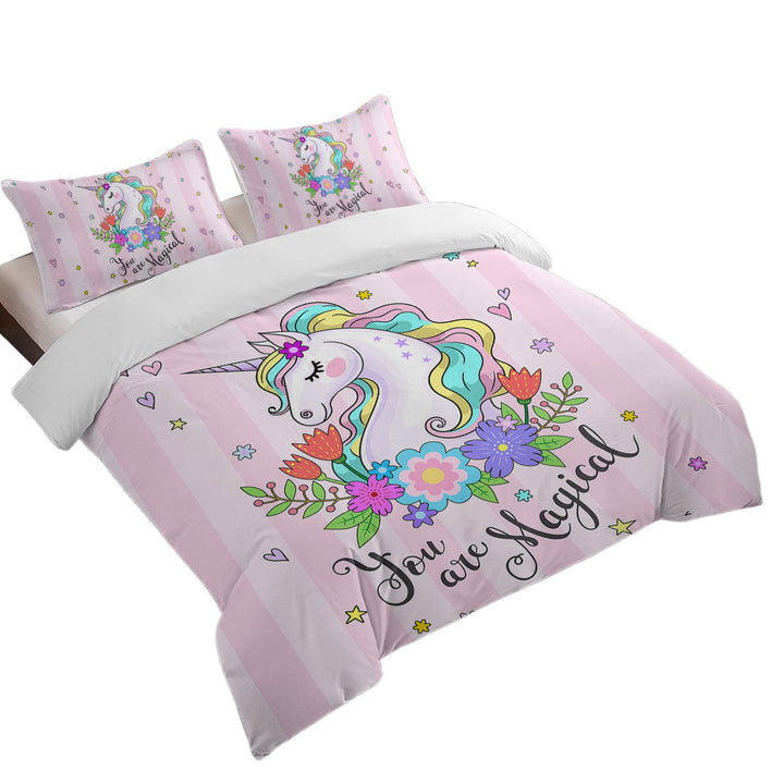 Duvet Cover with You are Magical Girly Unicorn
