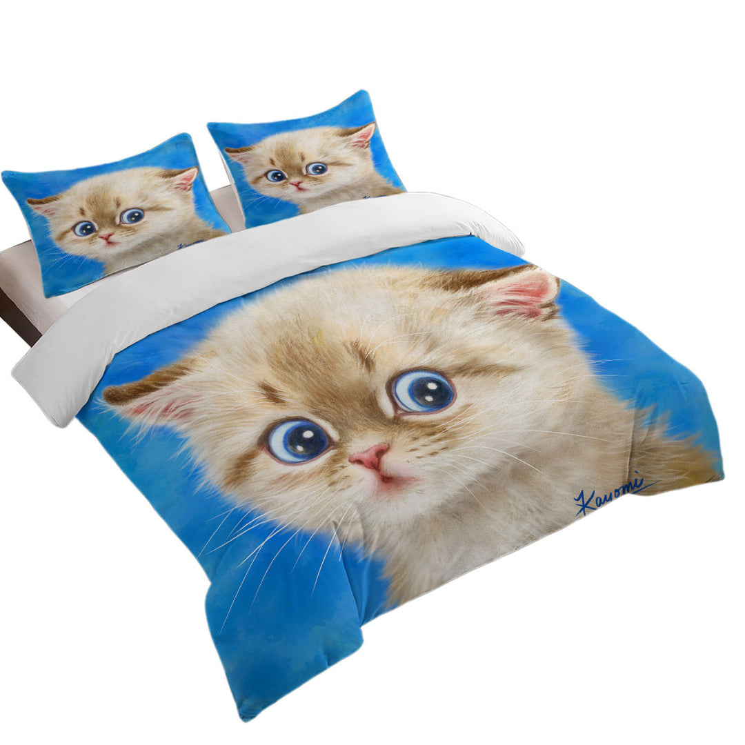 Duvet Covers King with Adorable Shy Kitty Cat for Children