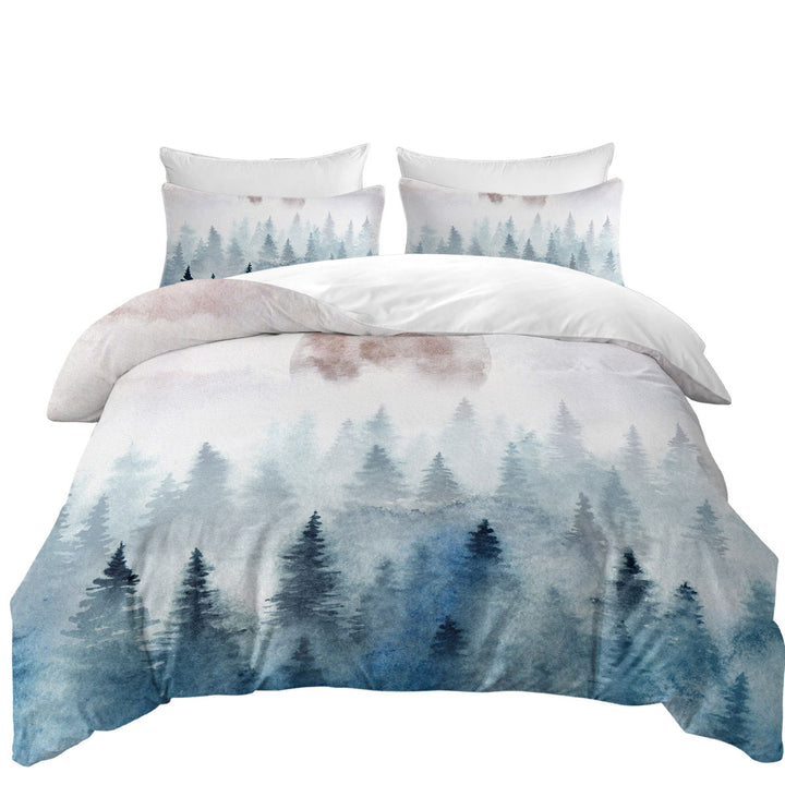 Duvet Covers King with Art Painting Full Moon Forest